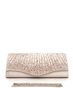 Crystal Pave Pleated Clutch Bag 136-8287Z CHAMPAGNE